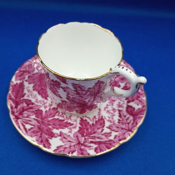 MCM Coalport Maple Time Demitasse Cup & Saucer Pink & White English Bone China - Picture 3 of 10